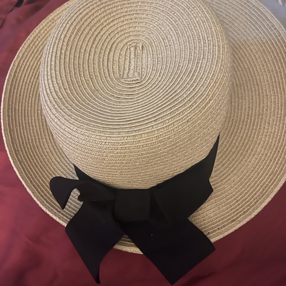 Scala Cream Straw Hat with Black Bow